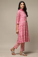 White & Blue Rayon Gathered Kurta Pants Suit Set image number 6