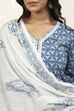 Blue and White Cotton Hand Block Unstitched Suit Set image number 2