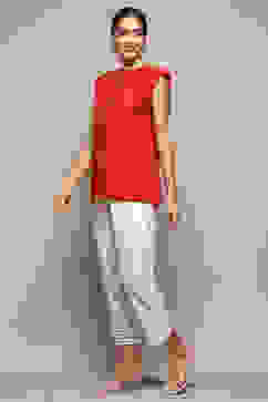 White Cotton Regular Solid Pants image number 0