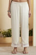 Off-White Viscose Rayon Solid Straight Palazzo image number 6