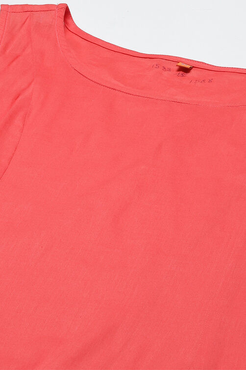 Tomato Red Poly Cotton Printed Kurta Dress image number 2