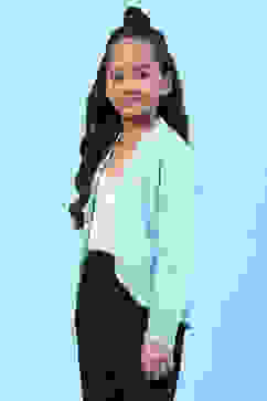 Powder Blue Acrylic Blend Front Open Shrug image number 3