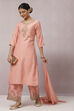Peach Art Silk Straight Kurta Palazzo Suit Set image number 0