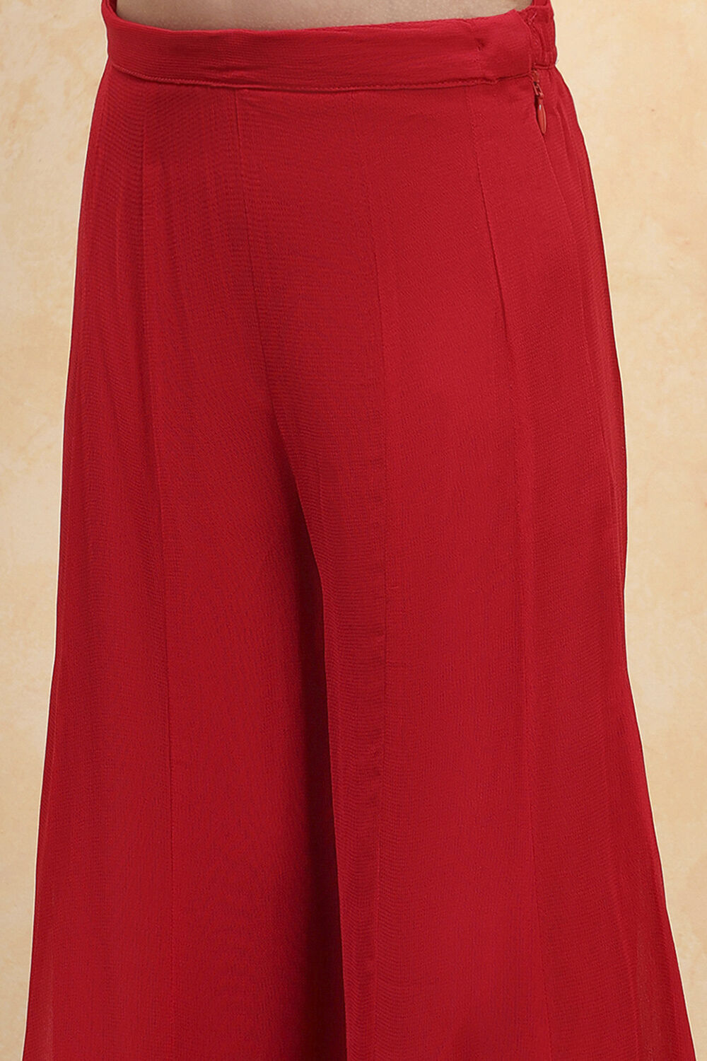 Red Viscose Rayon Printed Straight Sharara Suit Set image number 2