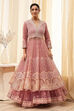 Pink Net Embroidered Anarkali Lehenga Set image number 6