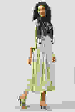 Ecru LIVA A-Line Fusion Printed Dress image number 5