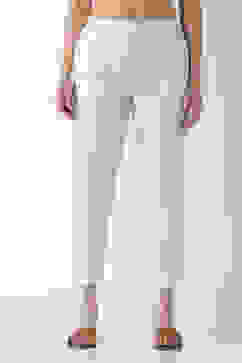 Off White Cotton Slim Pants image number 4