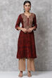 Red Velvet Straight Kurta image number 5