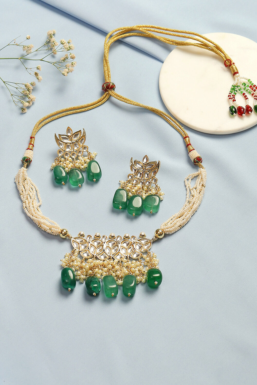 Dark Green Alloy Necklace Set image number 0