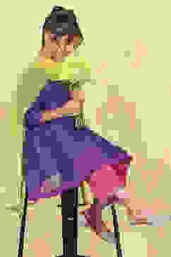 Purple Polyester Solid Kalidar Suit Set image number 8