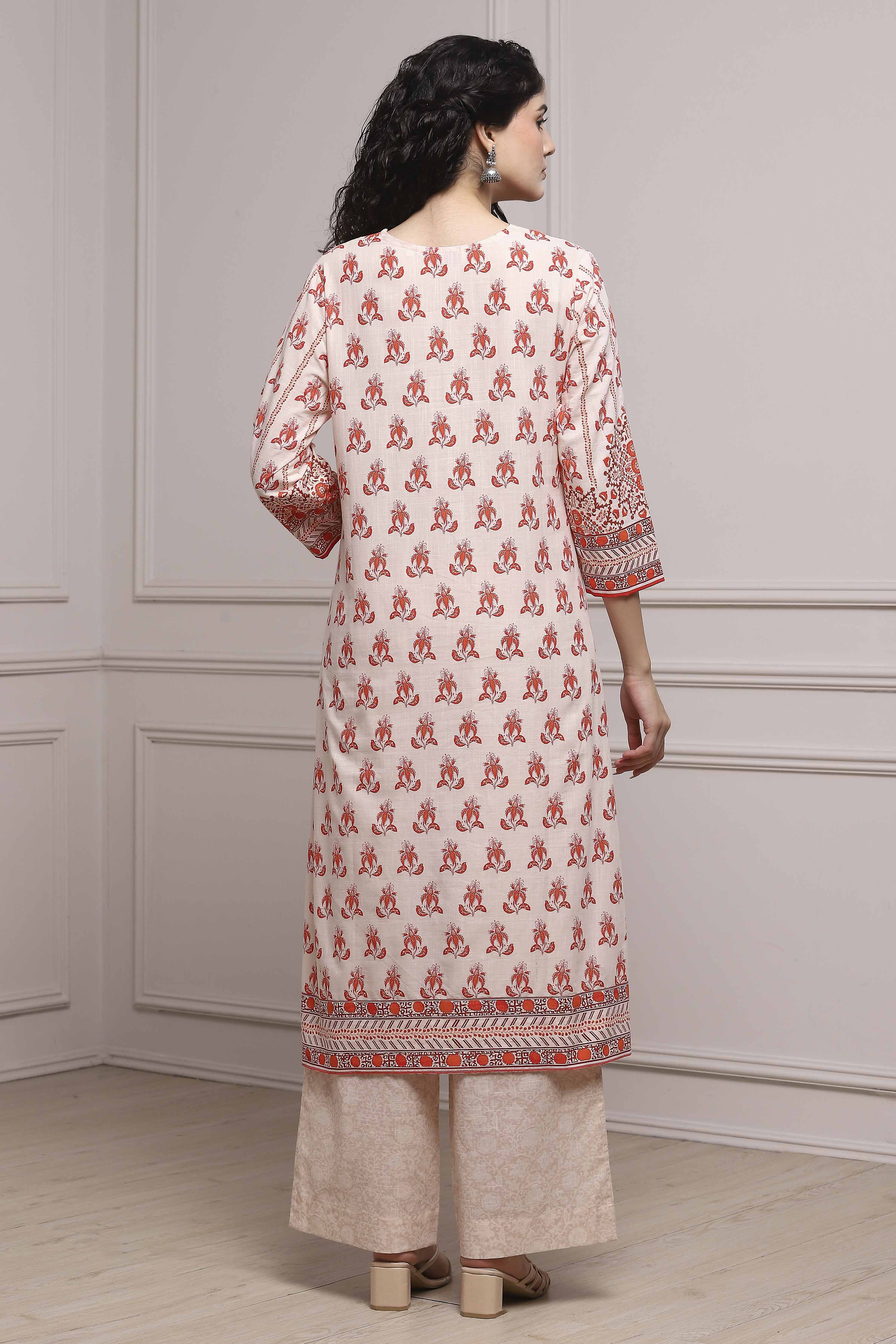 Blue Cotton Straight Suit Set image number 4