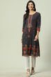 Black LIVA Straight Printed Kurta