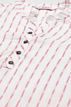 Off White Pink LIVA Straight Yarndyed Kurta image number 1