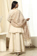 Off-White Embroidered Kalidar Suit Set image number 4