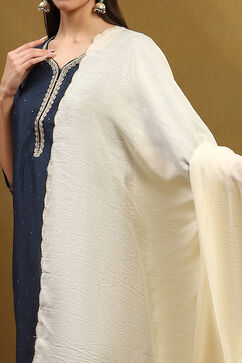 Off White Polyester Dupatta image number 1