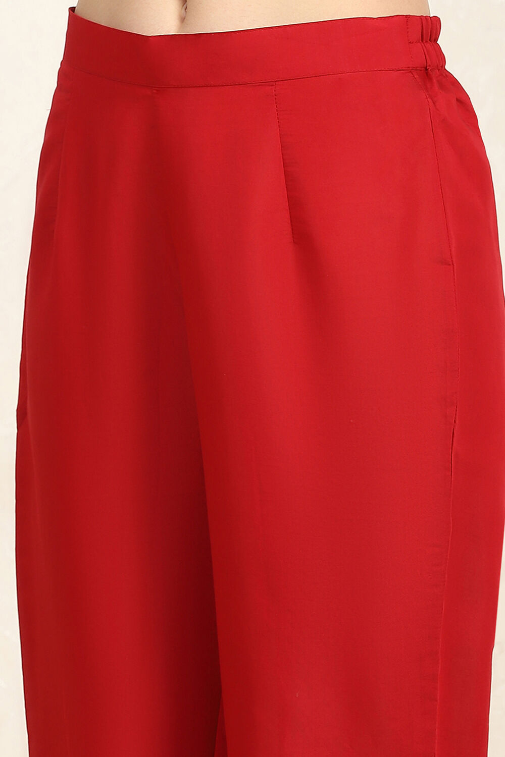 Red Silk Blend Machine Embroidered Unstitched Suit Set image number 3