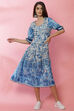 Green A-Line Rayon Printed Dress image number 4