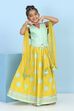 Blue Cotton Printed Straight Lehenga Set image number 6
