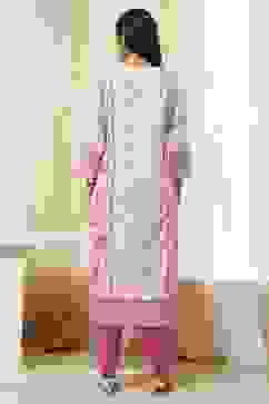 Pink Cotton Printed Straight Kurta image number 3