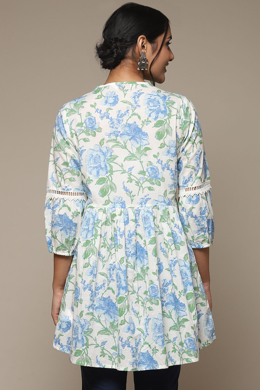 Yellow Cotton Printed Kurti image number 4