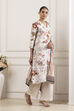 Beige Cotton Floral Printed Straight Suit Set image number 5
