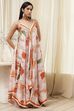 Beige Floral Printed Strappy Relaxed Maxi Dress image number 3