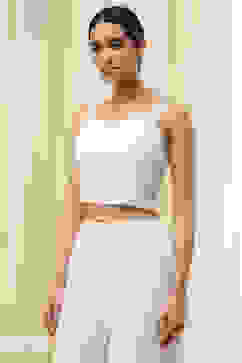 Off-White and Red Anarkali Fusion Set image number 7