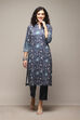 Indigo Poly Spandex Straight Printed 2 Piece Set image number 0