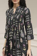 Black Cotton Printed A-Line Kurta image number 1