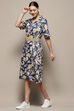 Dark Green Pure Cotton Floral Printed Straight Dress image number 3