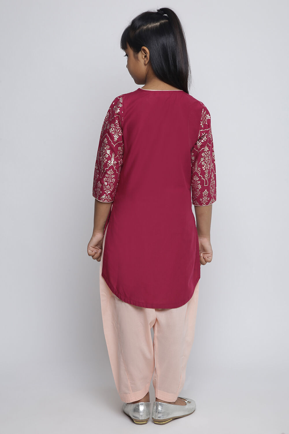 Blue and White Cotton Printed Straight Suit Set image number 5