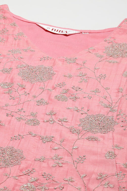Powder Blue Cotton Blend Kalidar Kurta Palazzo Suit Set image number 1