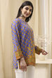 Purple Muslin Printed Straight Short Kurta image number 3