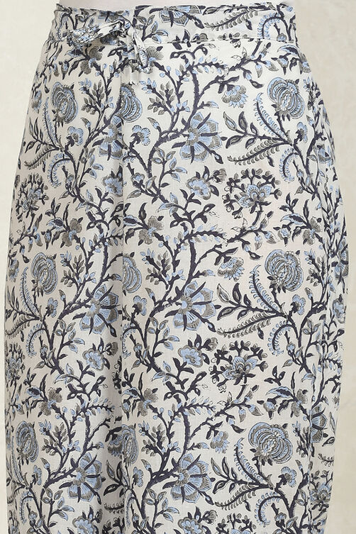 White and Blue Cotton Printed Unstitched Suit Set image number 3