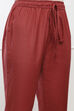 Rust Cotton Flax Slim Solid Pants image number 1