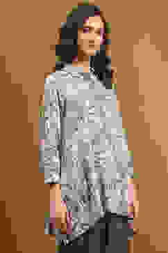 Sage Blue Cotton Straight Shirt image number 4