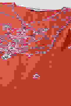 Red & Off White Cotton Blend Straight Kurta Suit Set image number 1