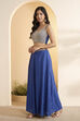 Cobalt Blue Poly Lurex Gathered Saree image number 3