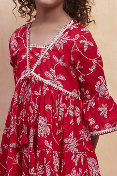 Red Cotton Tiered Suit Set image number 1