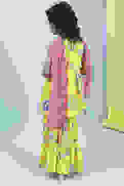 Yellow Cotton Peplum Gathered Suit Set image number 4