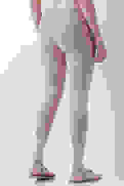 Light Pink Cotton Lycra Solid Fitted Cropped Leggings image number 5