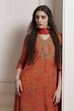 Orange Modal Printed Straight Suit Set image number 8
