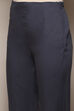 Blue & Rust LIVA Straight Kurta Slim Pant Suit Set image number 2