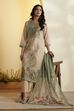 Green Poly Linen Straight Suit Set