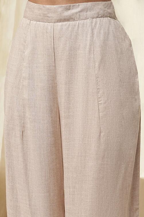 Beige Straight Printed Kurta Set image number 2