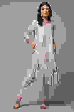 Ivory LIVA Straight Printed Kurta image number 1