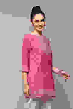 Deep Fuchsia LIVA Straight Printed Kurti image number 3