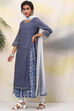 Indigo Straight Kurta Churidar Suit Set image number 6