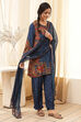 Blue Modal Printed Straight Suit Set image number 5