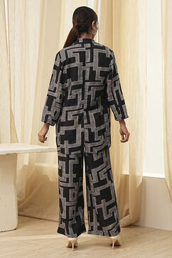 Black Viscose Printed Co-ord Set image number 4